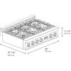 imageZLINE Autograph Edition 36 in Classic Gas Rangetop with 6 Burners and Porcelain Cooktop in Stainless Steel with Champagne Bronze Accents RTZ36CB