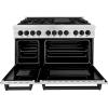imageZLINE Autograph Edition 48 in 60 cu ft Legacy Dual Fuel Range with 7 Burner Gas Cooktop and 2 Electric Ovens in Satin Stainless Steel and Matte Black Accents RASZSN48MB