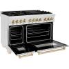 imageZLINE Autograph Edition 48 in 60 cu ft Legacy Dual Fuel Range with 7 Burner Gas Cooktop and 2 Electric Ovens in Satin Stainless Steel and Polished Gold Accents RASZSN48G