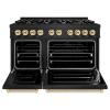 imageZLINE Autograph Edition 48 in 67 cu ft Classic Double Oven Gas Range with 8 Burner Cooktop in Black Stainless Steel and Polished Gold Accents CGRBZ48G