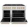 imageZLINE Autograph Edition 48 in 67 cu ft Classic Double Oven Gas Range with 8 Burner Cooktop in Satin Stainless Steel and Polished Gold Accents CGRSZ48G