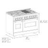 imageZLINE Autograph Edition 48 in 67 cu ft Classic Double Oven Gas Range with 8 Burner Cooktop in Stainless Steel with White Matte Doors and Champagne Bronze Accents CGRZWM48CB