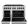 imageZLINE Autograph Edition 48 in 67 cu ft Classic Double Oven Gas Range with 8 Burner Cooktop in Stainless Steel with White Matte Doors and Matte Black Accents CGRZWM48MB