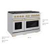 imageZLINE Autograph Edition 48 in 67 cu ft Paramount Double Oven Dual Fuel Range with 8 Burner Gas Cooktop in Stainless Steel and Champagne Bronze Accents SDRZ48CB