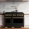 imageZLINE Autograph Edition 48 in 67 cu ft Paramount Double Oven Gas Range with 8 Burner Cooktop in Black Stainless Steel and Polished Gold Accents SGRBZ48G