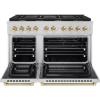 imageZLINE Autograph Edition 48 in 67 cu ft Paramount Double Oven Gas Range with 8 Burner Cooktop in Stainless Steel and Polished Gold Accents SGRZ48G