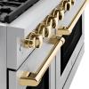 imageZLINE Autograph Edition 48 in 67 cu ft Paramount Double Oven Gas Range with 8 Burner Cooktop in Stainless Steel and Polished Gold Accents SGRZ48G