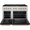 imageZLINE Autograph Edition 48 in 67 cu ft Paramount Double Oven Gas Range with 8 Burner Cooktop in Stainless Steel with Black Matte Doors and Champagne Bronze Accents SGRZBLM48CB