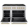imageZLINE Autograph Edition 48 in 67 cu ft Paramount Double Oven Gas Range with 8 Burner Cooktop in Stainless Steel with White Matte Doors and Polished Gold Accents SGRZWM48G