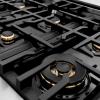 imageZLINE Autograph Edition 48 in Classic Gas Rangetop with 8 Burners and Porcelain Cooktop in Stainless Steel with Champagne Bronze Accents RTZ48CB