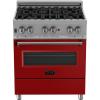 imageZLINE 30 in 40 cu ft Legacy Dual Fuel Range with 4 Burner Gas Cooktop and Electric Convection Oven in Satin Stainless Steel and Red Matte Door RASRM30