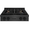 imageZLINE 30 in Paramount Gas Rangetop with 4 Brass Burners and Porcelain Cooktop in Black Satin Stainless Steel SRTBSBR30
