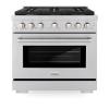 imageZLINE 36 in 52 cu ft Paramount Gas Range with 6 burner Cooktop and Convection Gas Oven in Satin Stainless Steel SGRS36
