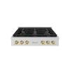 imageZLINE 36 in Autograph Edition Paramount Gas Rangetop with 6 Burners and Porcelain Cooktop in Stainless Steel with Champagne Bronze Accents SRTZ36CB
