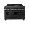 imageZLINE 48 in 60 cu ft Legacy Dual Fuel Range with Gas Cooktop and 2 Electric Ovens in Black Stainless Steel with 6 Brass Burners RABBR48