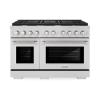 imageZLINE 48 in 67 cu ft Paramount Double Oven Dual Fuel Range with 8 Burner Gas Cooktop in Stainless Steel SDR48