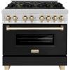 imageZLINE Autograph 36 Legacy Dual Fuel Range w 6 Burners amp Black amp Gold Accents RAZBLM36G