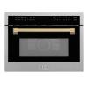 imageZLINE Autograph Edition 24 in 16 cu ft Builtin Convection Microwave Oven in Satin Stainless Steel with Champagne Bronze Accents MWOZ24SSCB