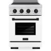 imageZLINE Autograph Edition 24 in 32 cu ft Paramount Induction Range with 3 Element Cooktop and Electric Convection Oven in Satin Stainless Steel with White Matte Door and Matte Black Accents