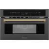 imageZLINE Autograph Edition 30 16 cu ft Builtin Convection Microwave Oven in Black Stainless Steel and Gold Accents