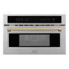 imageZLINE Autograph Edition 30 16 cu ft Builtin Convection Microwave Oven in Stainless Steel and Champagne Bronze Accents
