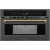 imageZLINE Autograph Edition 30 in 16 cu ft Builtin Convection Microwave Oven in Black Stainless Steel and Polished Gold Helix Handle MWOZ30BSKG