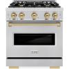 imageZLINE Autograph Edition 30 in 42 cu ft Classic Gas Range with 4 Burner Cooktop and Convection Gas Oven in Stainless Steel and Champagne Bronze Accents CGRZ30CB