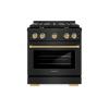 imageZLINE Autograph Edition 30 in 42 cu ft Paramount Gas Range with 4 Burner Cooktop and Convection Gas Oven in Black Stainless Steel and Champagne Bronze Accents SGRBZ30CB