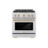 imageZLINE Autograph Edition 30 in 42 cu ft Paramount Gas Range with 4 Burner Cooktop and Convection Gas Oven in Stainless Steel and Champagne Bronze Accents SGRZ30CB