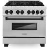 imageZLINE Autograph Edition 36 in 46 cu ft Legacy Dual Fuel Range with 6 Burner Gas Cooktop and Electric Convection Oven in Satin Stainless Steel and Matte Black Accents RASZSN36MB