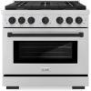 imageZLINE Autograph Edition 36 in 52 cu ft Paramount Gas Range with 6 Burner Cooktop and Convection Gas Oven in Stainless Steel and Matte Black Accents SGRZ36MB