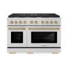 imageZLINE Autograph Edition 48 in 67 cu ft Paramount Double Oven Dual Fuel Range with 8 Burner Gas Cooktop in Stainless Steel and Champagne Bronze Accents SDRZ48CB