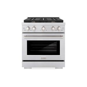imageZLINE 30 in 42 cu ft Paramount Dual Fuel Range with Gas Cooktop and Electric Convection Oven in Stainless Steel with 4 Brass Burners SDRBR30