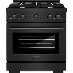 imageZLINE 30 in 42 cu ft Paramount Gas Range with Convection Gas Oven in Black Stainless Steel with 4 Brass Burners SGRBBR30