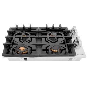 imageZLINE 30 in Gas Cooktop with 4 Brass Burners and Black Porcelain Top RCBR30PBT