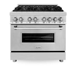 imageZLINE 36 in 46 cu ft Legacy Dual Fuel Range with 6 Burner Gas Cooktop and Electric Convection Oven in Stainless Steel with Griddle RAGR36