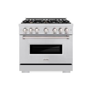 imageZLINE 36 in 52 cu ft Classic Dual Fuel Range with Gas Cooktop and Electric Convection Oven in Stainless Steel with 6 Brass Burners CDRBR36