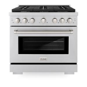 imageZLINE 36 in 52 cu ft Paramount Gas Range with 6 burner Cooktop and Convection Gas Oven in Satin Stainless Steel SGRS36