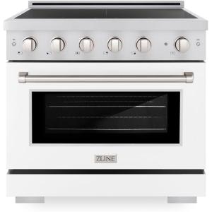 imageZLINE 36 in 52 cu ft Paramount Induction Range with 5 Element Cooktop and Electric Convection Oven in Stainless Steel with White Matte Door SINRWM36