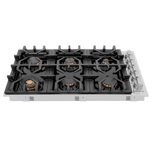 imageZLINE 36 in Gas Cooktop with 6 Brass Burners and Black Porcelain Top RCBR36PBT