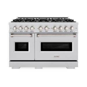 imageZLINE 48 in 67 cu ft Classic Double Oven Gas Range with 8 Burner Cooktop in Stainless Steel CGR48