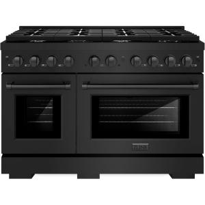 imageZLINE 48 in 67 cu ft Paramount Double Oven Gas Range with 8 Burner Cooktop in Black Stainless Steel SGRB48