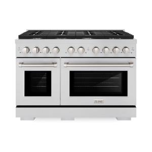imageZLINE 48 in 67 cu ft Paramount Double Oven Gas Range with 8 Burner Cooktop in Stainless Steel SGR48