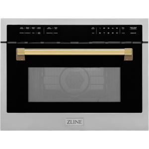 imageZLINE Autograph Edition 24 16 cu ft Builtin Convection Microwave Oven in Stainless Steel and Gold Accents