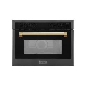 imageZLINE Autograph Edition 30 16 cu ft Builtin Convection Microwave Oven in Black Stainless Steel and Champagne Bronze Accents