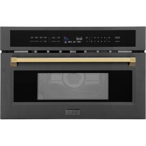imageZLINE Autograph Edition 30 16 cu ft Builtin Convection Microwave Oven in Black Stainless Steel and Gold Accents