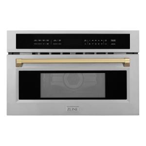 imageZLINE Autograph Edition 30 16 cu ft Builtin Convection Microwave Oven in Stainless Steel and Champagne Bronze Accents