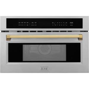 imageZLINE Autograph Edition 30 16 cu ft Builtin Convection Microwave Oven in Stainless Steel and Gold Accents