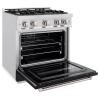 imageZLINE 30 in 42 cu ft Classic Dual Fuel Range with 4 Burner Gas Cooktop and Electric Convection Oven in Satin Stainless Steel with Black Matte Door CDRSBLM30