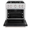 imageZLINE 30 in 42 cu ft Classic Dual Fuel Range with 4 Burner Gas Cooktop and Electric Convection Oven in Satin Stainless Steel with Black Matte Door CDRSBLM30